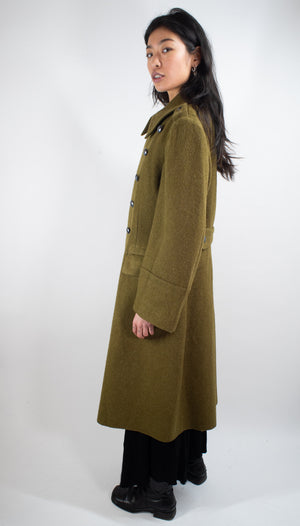 Khaki Military Vintage Wool Greatcoat - Grade 1