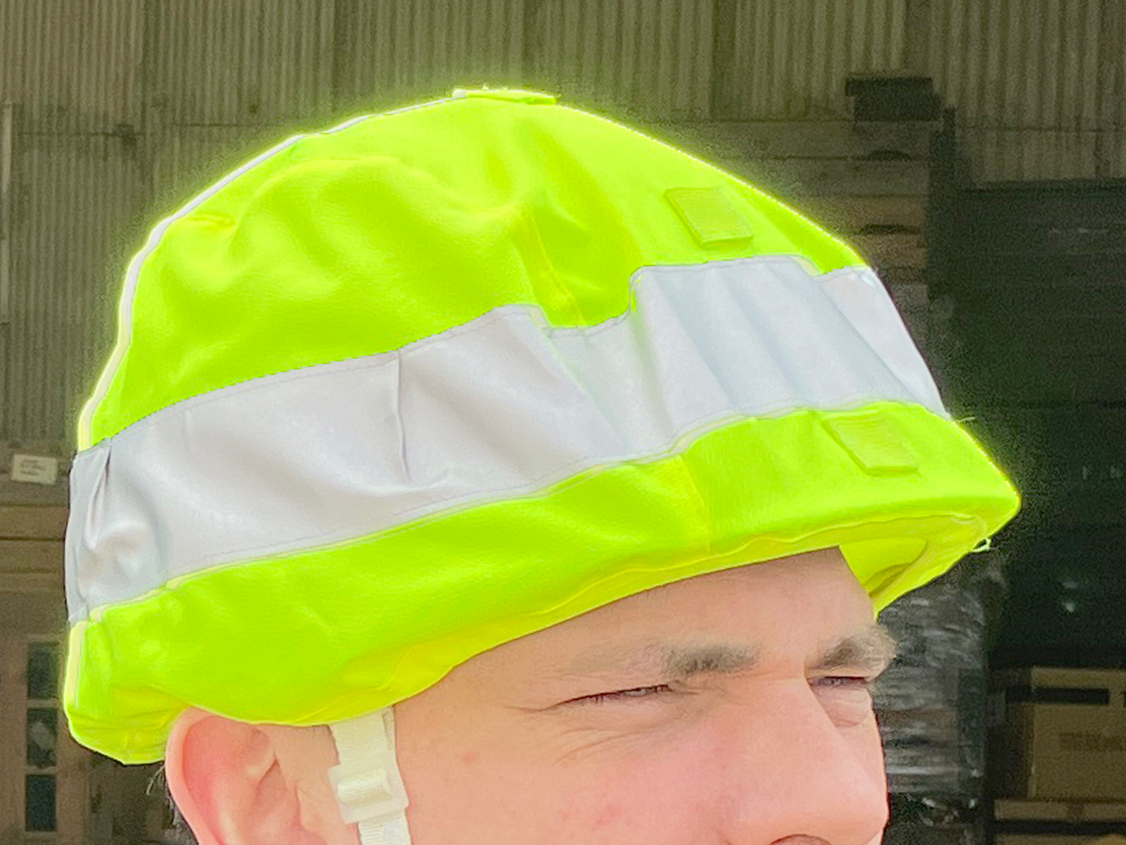 Fluorescent helmet cover - fits generic safety helmets