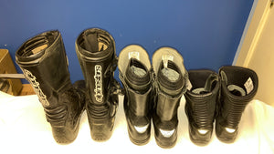 Odd pairs of Motorcycle Boots - well used - DISTRESSED