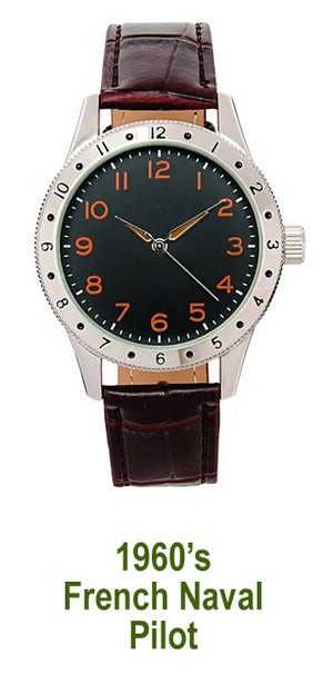 Men's Watch – 1960's French Naval Pilot style quartz watch - New in pack - #36