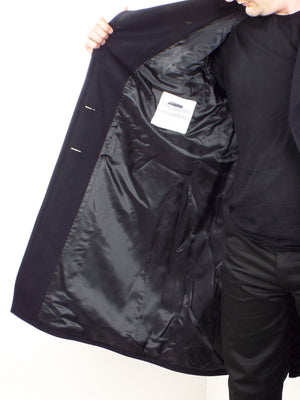 Dutch Black Wool Greatcoat - black anchor buttons - Super Grade
