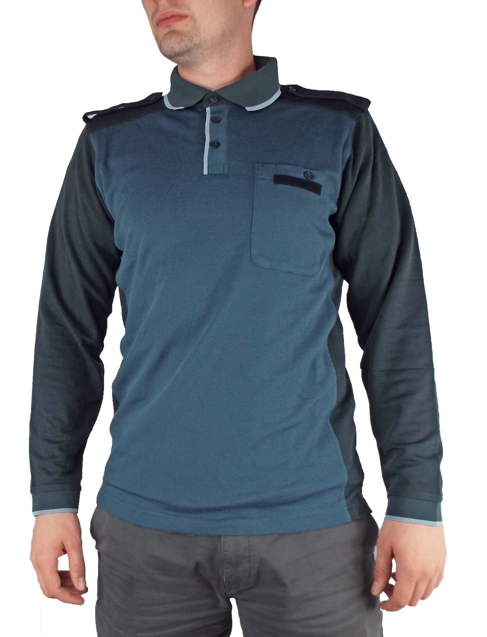 Dutch Customs' officers long-sleeved - Grey/Blue Polo Shirt - Sportswool - Super Grade