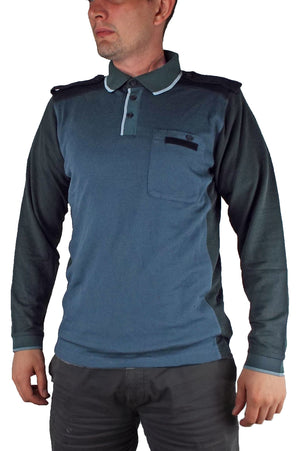 Dutch Customs' officers long-sleeved - Grey/Blue Polo Shirt - Sportswool - Super Grade