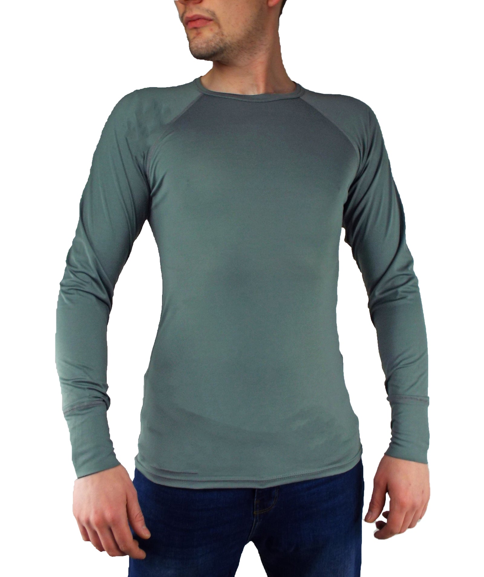 Dutch Military - Long-sleeve Thermal Crew-Neck Base Layer - Grey Lycra