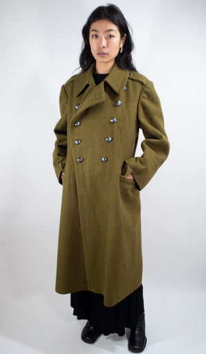 Khaki Military Vintage Wool Greatcoat - Grade 1