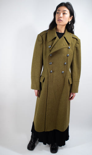 Khaki Military Vintage Wool Greatcoat - Grade 1