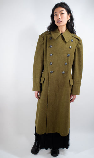 Khaki Military Vintage Wool Greatcoat - Grade 1