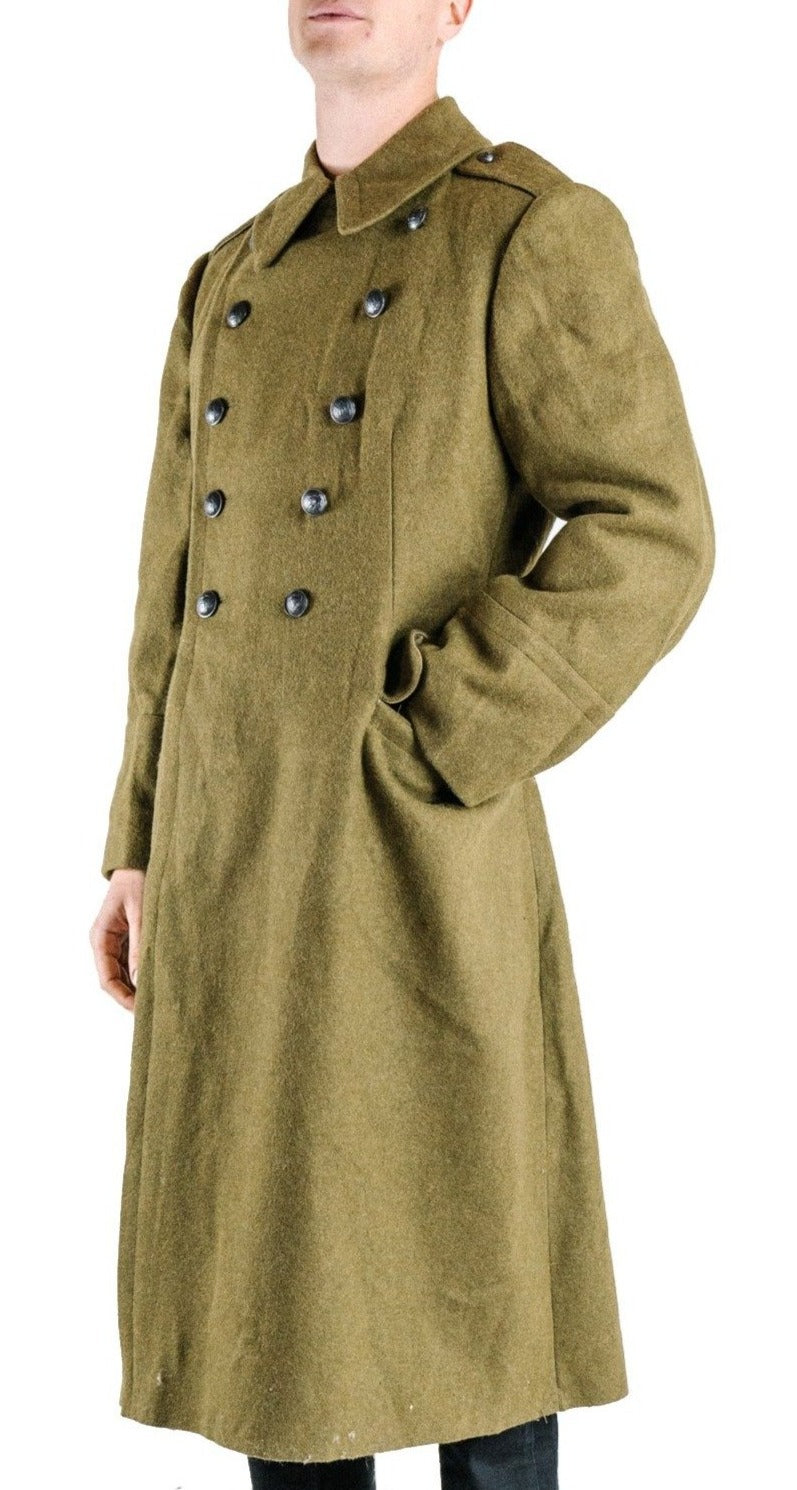 Khaki Military Vintage Wool Greatcoat - Grade 1