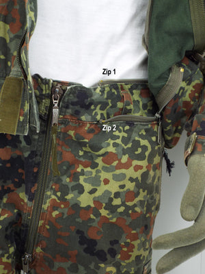 German Armoured Fighting Vehicle Two-piece padded Tank Suit / coveralls - Flecktarn camo