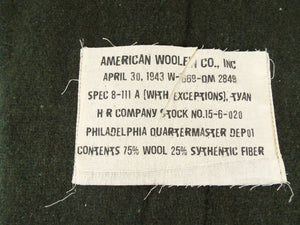 US Army military - Wool Rich Blanket - Green - High-Quality Replica - with label