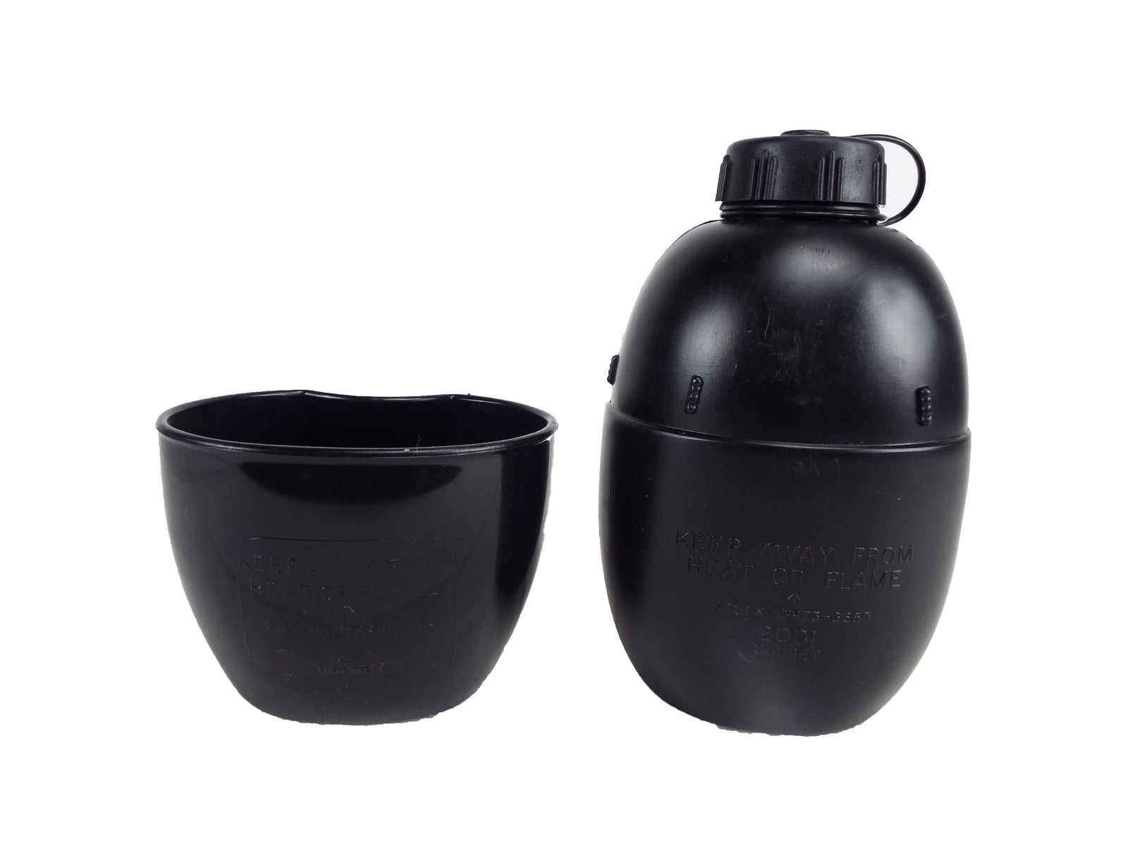 British Army - Black Water bottle / Canteen with mug option  - Grade 1