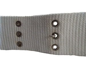 Austrian Military - White 2" Belt - tongue and slot buckle - Plain Metal Chrome Buckle - Grade 1