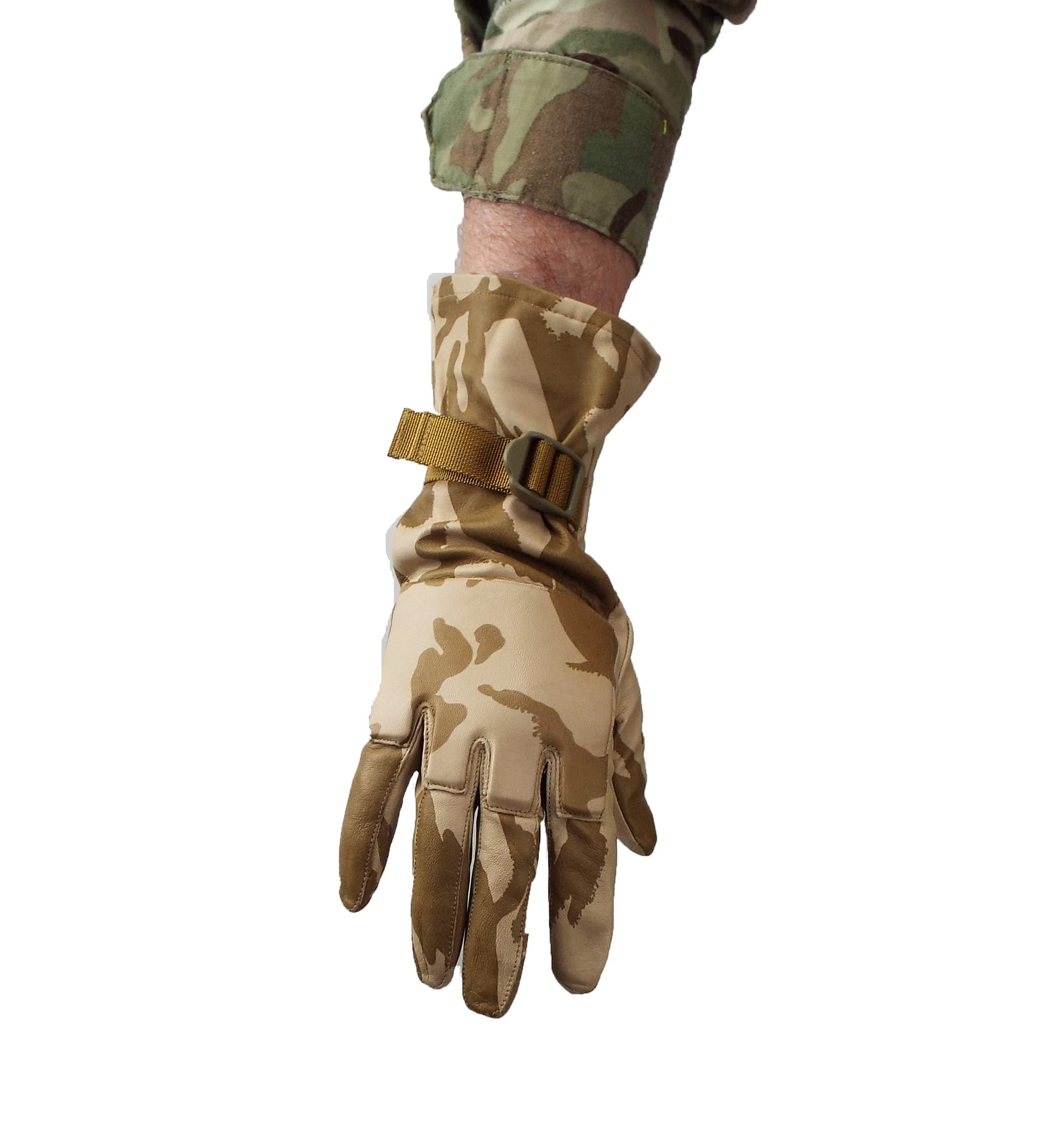 British Army - Desert Camo Lightweight Leather Combat Gloves - Grade 1